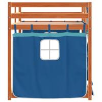 Stapelbed met gordijnen 90x200 cm massief grenenhout blauw - thumbnail