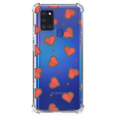 Samsung Galaxy A21s Doorzichtige Silicone Hoesje Hearts Samsung Galaxy A21s Doorzichtige Silicone Hoesje Hearts