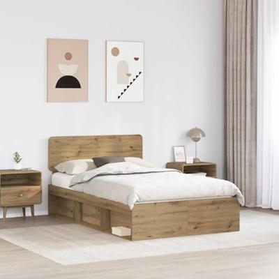 Bedframe Ambachtelijk eiken 120 x 200 cm Massief grenenhout