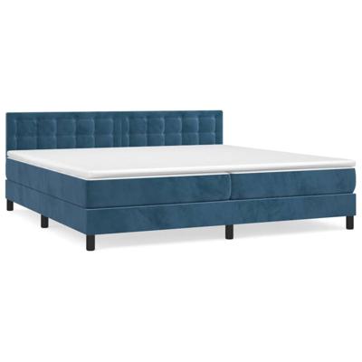 Boxspring met matras fluweel donkerblauw 200x200 cm