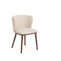 Kave Home Ciselia eetkamerstoel chenille Beige poot donker hout - thumbnail