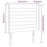 Hoofdbord met randen 83x16x118/128 cm stof lichtgrijs - thumbnail