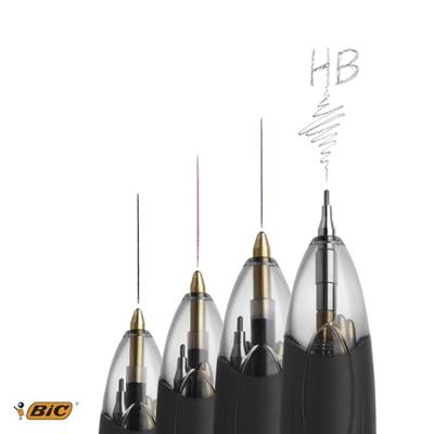 Balpen bic 3kleuren + vulpotl hb 0.7mm m wit | 12 stuks