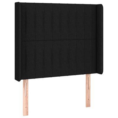 Hoofdbord met randen 163x16x118/128 cm stof zwart