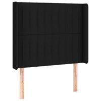 Hoofdbord met randen 203x16x118/128 cm stof zwart - thumbnail