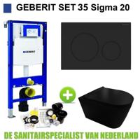 Geberit UP320 Toiletset 35 Civita Black Rimless Sigma 20 Mat Zwart Drukplaat - thumbnail