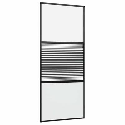 Schuifdeur Zwart 90 x 205 cm Gehard glas en Aluminium