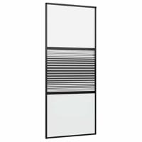 Schuifdeur Zwart 90 x 205 cm Gehard glas en Aluminium - thumbnail