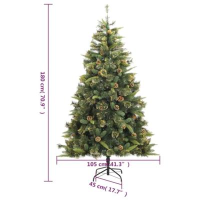 VidaXL Kunstkerstboom met scharnieren en dennenappels 180 cm