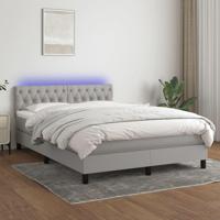 Boxspring met matras en LED stof lichtgrijs 140x190 cm - thumbnail