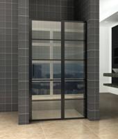 Saqu Industrial Black Nisdeur met Vast Deel 110x200 cm Mat Zwart - thumbnail