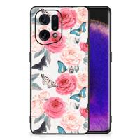 OPPO Find X5 Bloemen Hoesje Butterfly Roses - thumbnail