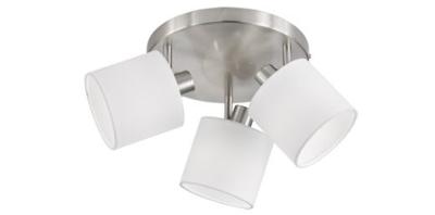 Trio PlafondspotTommy 3-lichts RVS met wit - R80333901