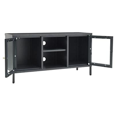 Tv-meubel 105x35x52 cm staal en glas antracietkleurig
