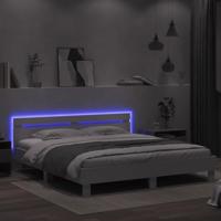 Bedframe met hoofdeinde en LED wit 180x200 cm - thumbnail