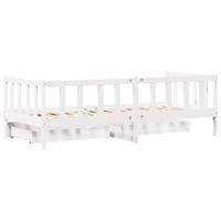 Slaapbank met lades 90x200 cm massief grenenhout wit - thumbnail