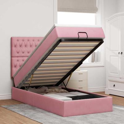 Ottoman bed met matrassen en LED's 100x200cm fluweel roze