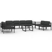 9-delige Loungeset met kussens aluminium antracietkleurig - thumbnail