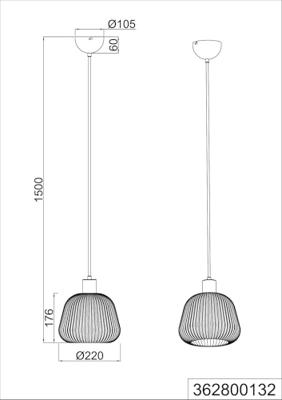Trio HanglampTarifa met geribbeld glas - 362800132