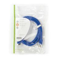NEDIS USB-kabel | USB 3.2 Gen 1 | USB-A stekker | USB Micro-B stekker | 5 Gbps | vernikkeld | rond | PVC | Blauw | Envelop 2.00 m 2.00 m - thumbnail