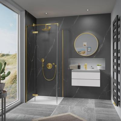 Ben Vivid douchecabine linksdraaiend incl. antikalk 90xincl. antikalk 100x200cm geborsteld messing