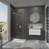 Ben Vivid douchecabine linksdraaiend incl. antikalk 90xincl. antikalk 100x200cm geborsteld messing - thumbnail