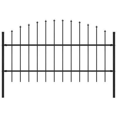 Tuinhek met speren bovenkant (0,75-1)x1,7 m staal zwart