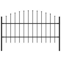 Tuinhek met speren bovenkant (0,75-1)x1,7 m staal zwart - thumbnail