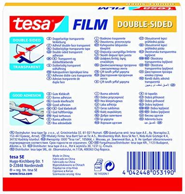Tesafilm dubbelzijdige tape, ft 33 m x 19 mm