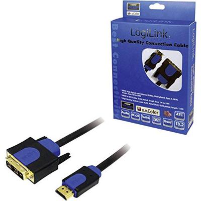 LogiLink CHB3101 DVI-kabel DVI / HDMI Adapterkabel DVI-D 18+1-polige stekker, HDMI-A-stekker 1.00 m Zwart Vergulde steekcontacten, Schroefbaar LogiLink CHB3101 DVI-kabel DVI / HDMI Adapterkabel DVI-D 18+1-polige stekker, HDMI-A-stekker 1.00 m Zwart Vergulde steekcontacten, Schroefbaar