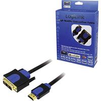 LogiLink CHB3101 DVI-kabel DVI / HDMI Adapterkabel DVI-D 18+1-polige stekker, HDMI-A-stekker 1.00 m Zwart Vergulde steekcontacten, Schroefbaar - thumbnail