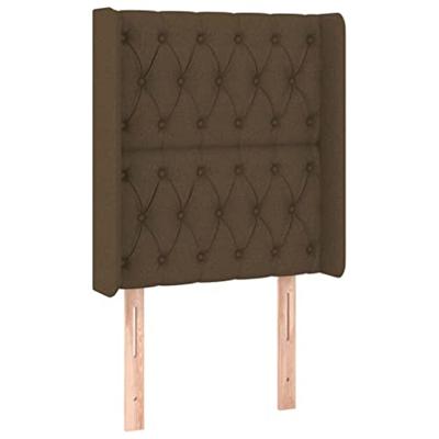 Hoofdbord met randen 83x16x118/128 cm stof donkerbruin