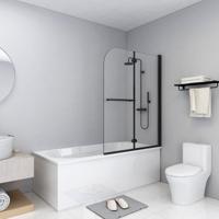 VidaXL Douchewand inklapbaar 2 panelen 95x140 cm esg zwart - thumbnail