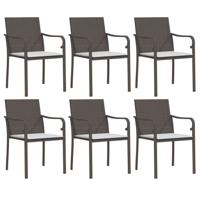 Tuinstoelen 6 st met kussens 56x59x84 cm poly rattan bruin - thumbnail