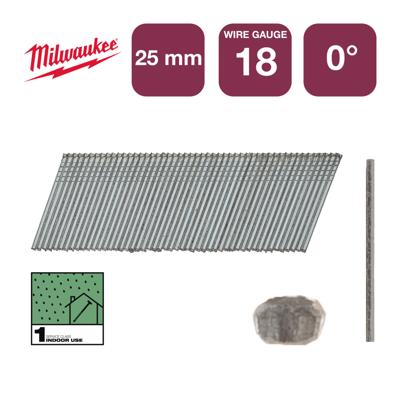 Milwaukee Brads 18 Ga | 25mm | Harsbedekt Gegalvaniseerd | VE=5000 - 4932492551 Milwaukee Brads 18 Ga | 25mm | Harsbedekt Gegalvaniseerd | VE=5000 - 4932492551