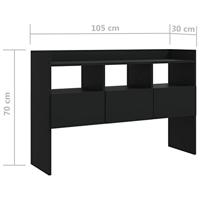Dressoir 105x30x70 cm bewerkt hout zwart - thumbnail