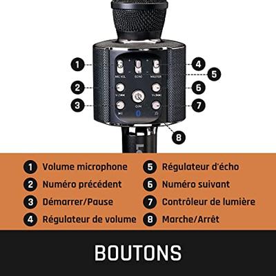 Lenco bmc-090bk bluetooth karaoke microfoon met speaker en verlichting zwart