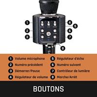 Lenco bmc-090bk bluetooth karaoke microfoon met speaker en verlichting zwart - thumbnail