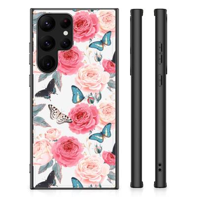 Samsung Galaxy S23 Ultra Bloemen Hoesje Butterfly Roses Samsung Galaxy S23 Ultra Bloemen Hoesje Butterfly Roses