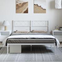 Bedframe met hoofdbord metaal wit 135x190 cm - thumbnail