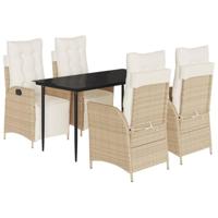 5-delige Tuinset met kussens poly rattan beige - thumbnail
