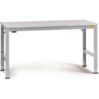 Manuflex LU4016.9006 ESD ESD-werktafel universele standaard achtergrond tafel met kunststof plaat, bxdxh = 1000 x 800 x 766-876 mm Aluminium-zilver - thumbnail