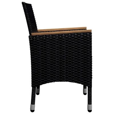 9-delige Tuinset poly rattan en gehard glas zwart - thumbnail