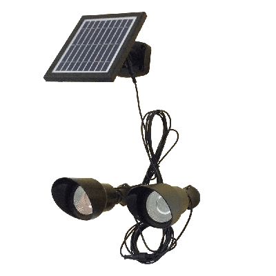 Solar wandspot heads complete set met twee spots en los solarpaneel