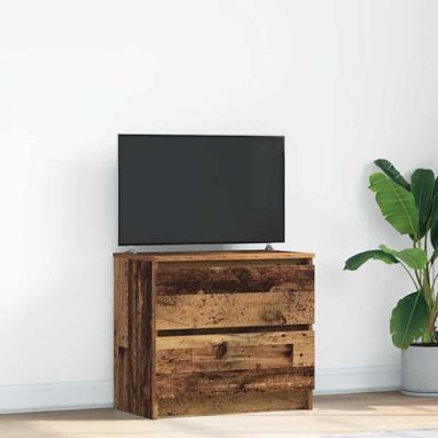 Tv-meubel 60x35x54 cm bewerkt hout oud houtkleurig Tv-meubel 60x35x54 cm bewerkt hout oud houtkleurig