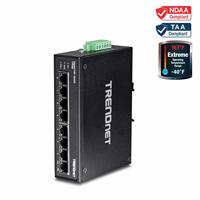 TRENDnet TI-PG80 8-poorts Geharde Industriële Gigabit PoE+ DIN-Rail Switch - thumbnail