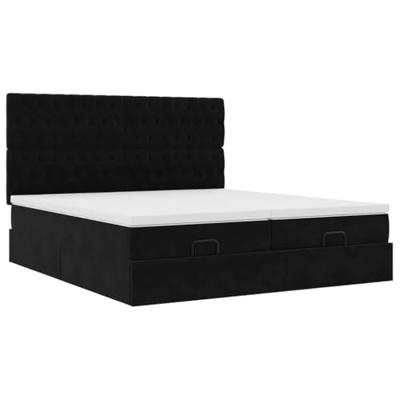 Ottoman bed met matrassen 160x200cm fluweel zwart