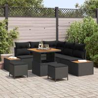 Tuinbankenset 8 pcs Zwart poly rattan - thumbnail