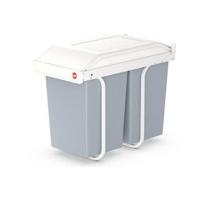 Hailo 3659-001 multi-box duo l inbouw afvalbak 2x14l wit/zilver - thumbnail