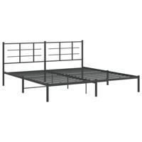 Bedframe met hoofdbord metaal zwart 193x203 cm - thumbnail